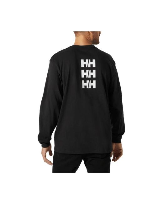 Helly Hansen Tops ,Zwart ,Katoen Lange Mouw Urban T-Shirt Zwart in het Black voor heren