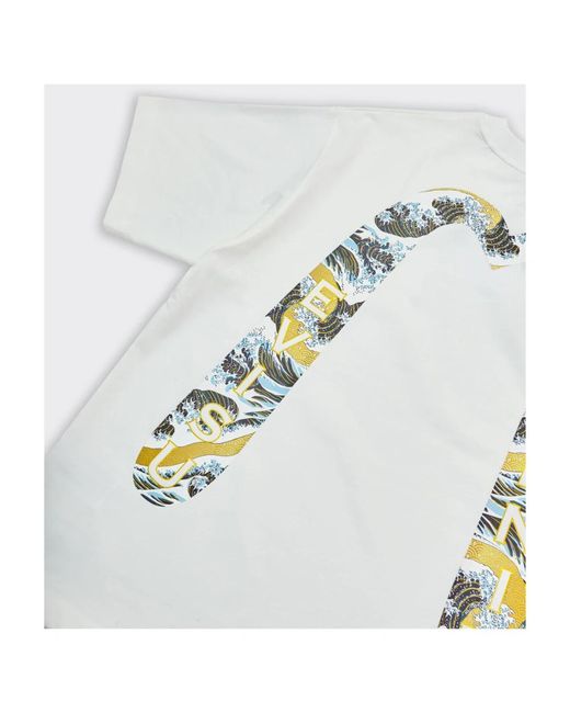 Evisu Möwen- & wellen-print t-shirt in White für Herren