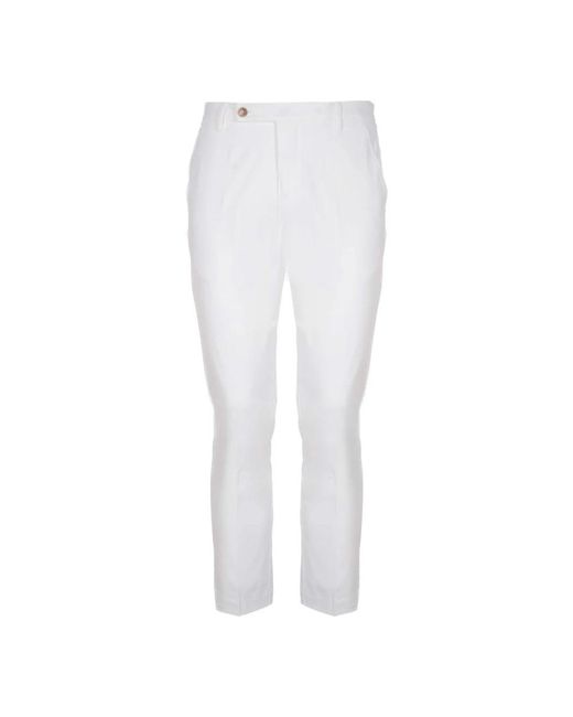 Entre Amis White Slim-Fit Trousers for men