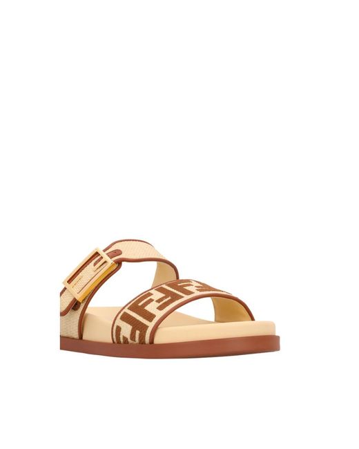 Fendi Natural Flat Sandals