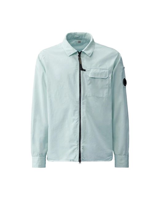Camicia blu in cotone regular fit di C P Company in Blue da Uomo