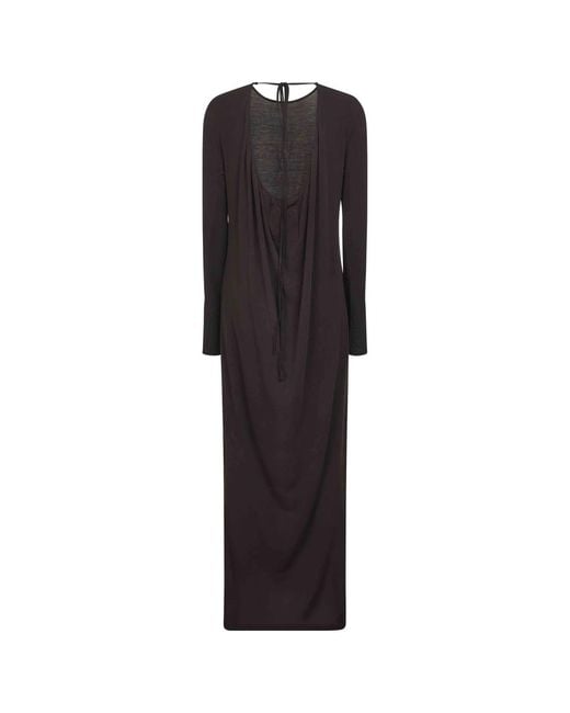 Uma Wang Bruine Jurk Met Gedrapeerde Colhals in het Black