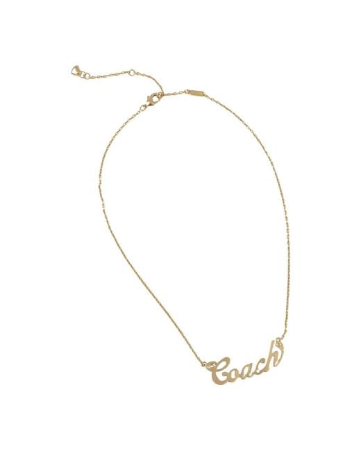 COACH Script Hanger Ketting in het Metallic