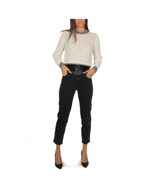 Pinko Black High waist eco-leder einsatz slim jeans