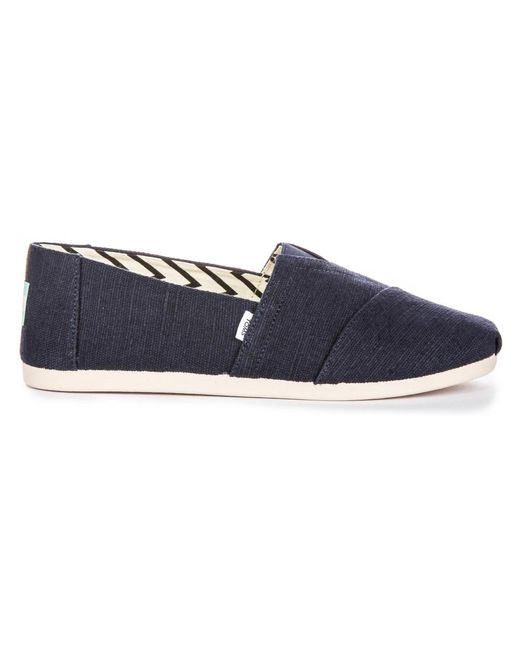 TOMS Blue Navy Canvas Slip-On Loafers for men