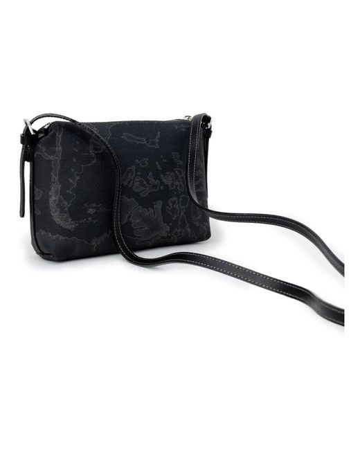 Alviero Martini 1A Classe Black Schwarze tote tasche leder baumwollmischung
