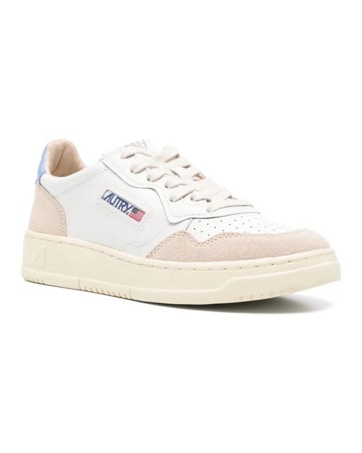 Autry Niedrige Medalist Leder/Wildleder Sneakers Weiß/Drblue in White für Herren