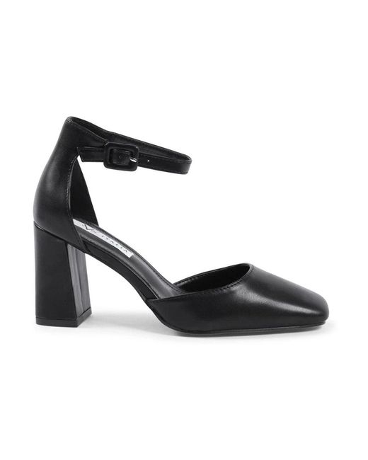 19V69 Italia by Versace Black Schwarze Knöchelriemen Blockabsatz Pumpe