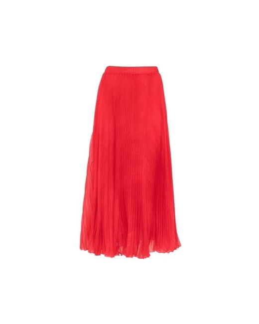 Ermanno Scervino Red Pleated Midi Skirt