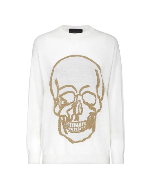 Philipp Plein Round-Neck Knitwear in het Metallic