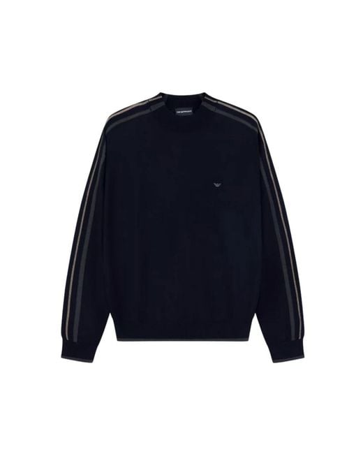 Emporio Armani Blue Round-Neck Knitwear for men