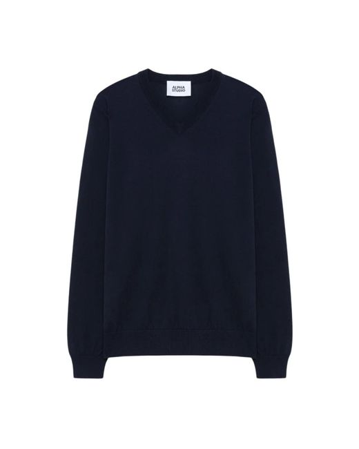 Alpha Studio V-Neck Sweater in het Blue voor heren
