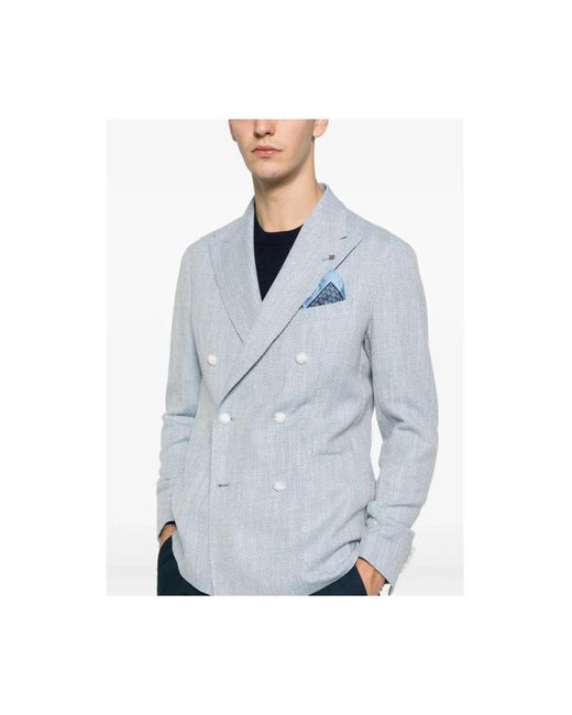 Tagliatore Darrel Double-Breasted Jacket in het Blue voor heren