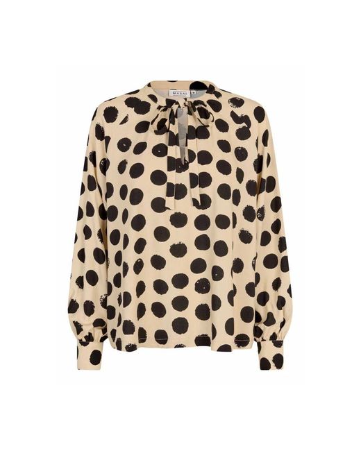 Masai Black Top Mit Punkten Und Bindenhals