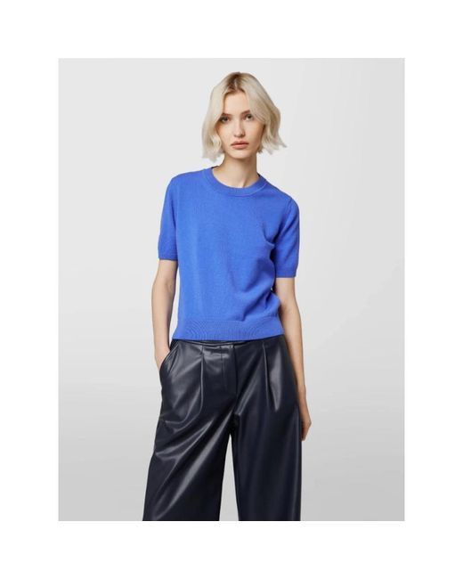 Alpha Studio Girocollo Crop Retro in het Blue