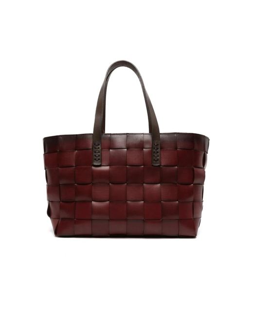 Dragon Diffusion Bordeaux Rode Leren Geweven Handtas in het Red