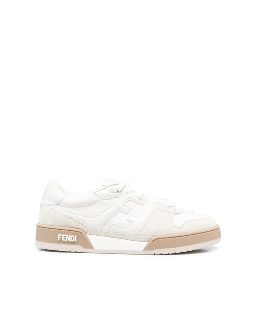 Fendi White Weiße vintage sneakers mit ff-muster