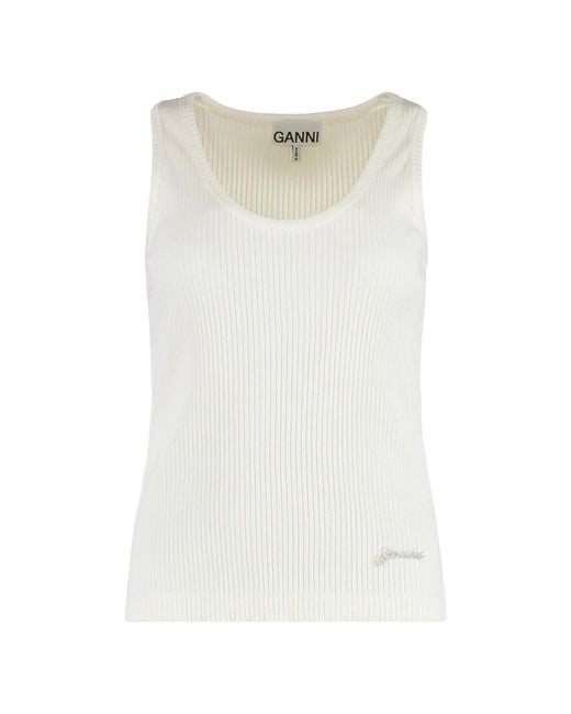 Sleeveless Tops di Ganni in White
