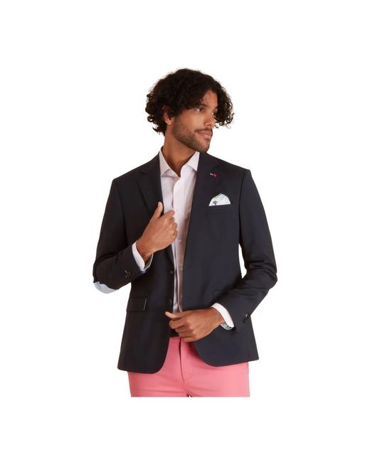Vicomte A. Jassen ,Blauw ,Wol Blazer Uni Met Elleboogstukken in het Black voor heren
