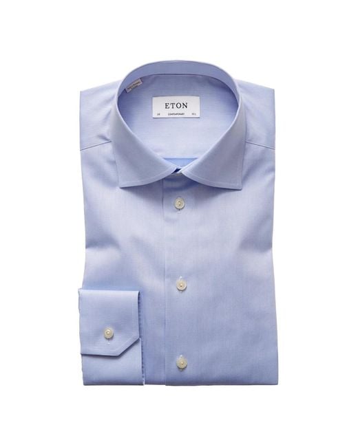 Eton of Sweden Blue Contemporary-fit Twill Dress Shirt for men