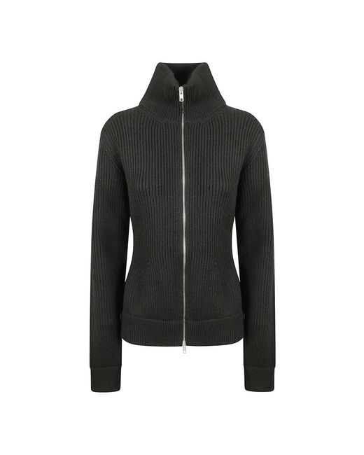 Maison Margiela Truien & Vesten ,Zwart ,Wol Wool Zipped Cardigan in het Black