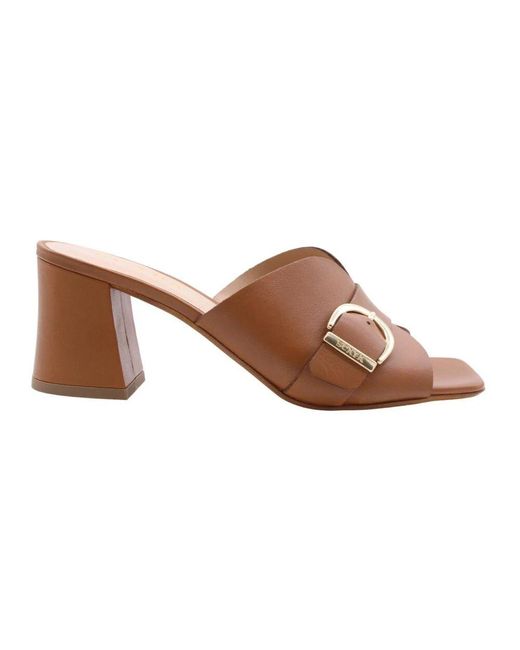 Scapa Brown Heeled Mules