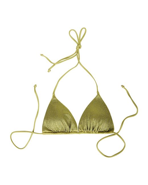 Mc2 Saint Barth Badmode ,Groen ,Pailletten Gouden Sequin Bikini Top Annabelle in het Green