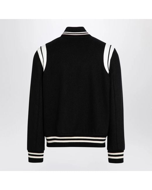 Saint Laurent Wool Bomber Jacket in het Black voor heren