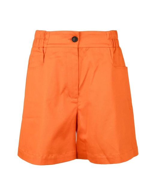 Shorts De Algodón Y Elastano, Mujer, Talla Semicouture de color Orange