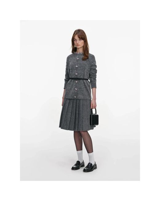 Self-Portrait Kleedjes ,Grijs ,Wol Crystal Trim Cardigan in het Black