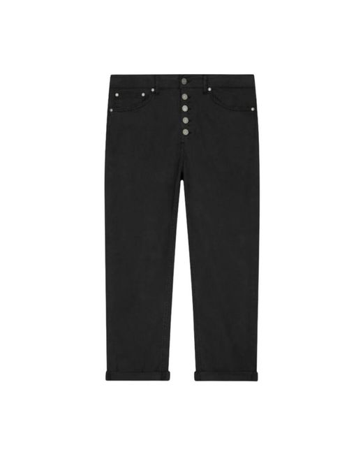Dondup Black Schwarze Lockere Knöchellange Hose