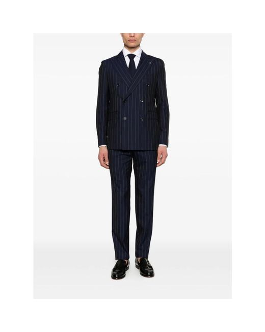 Tagliatore Kostuums ,Blauw ,Wol Pinstripe Double-Breasted Suit in het Blue voor heren