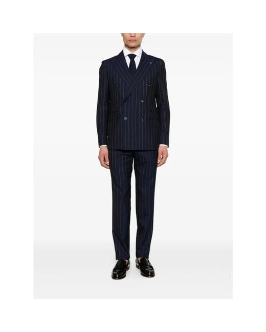 Tagliatore Blue Double Breasted Suits for men