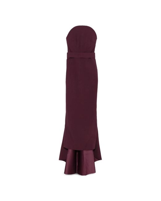 Solace London Burgundy Strapless Straight Skirt Jurk in het Purple