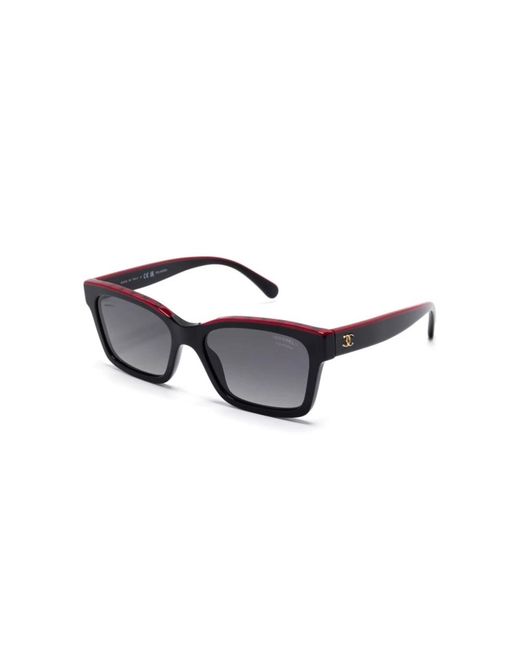 Chanel Black Eckige Sonnenbrille