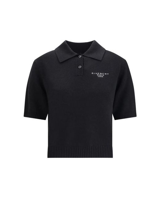 Givenchy Tops ,Zwart ,Wol Korte Mouw Polo Trui in het Black