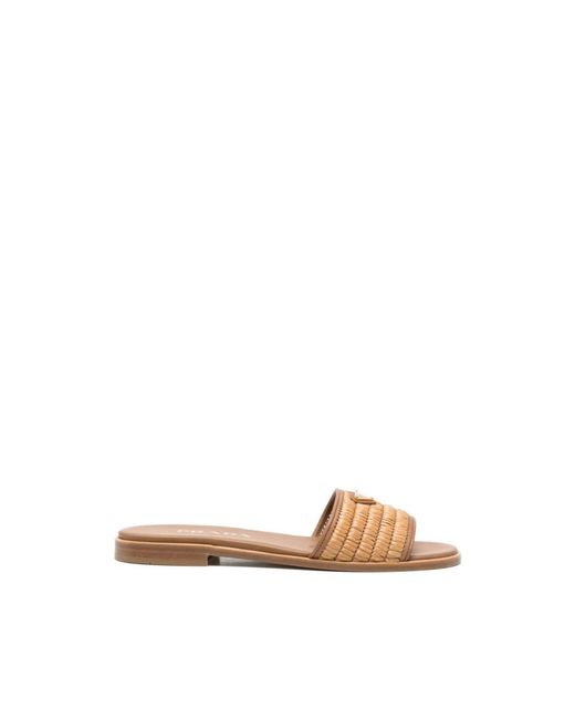 Prada Natural Stroh-Sandalen