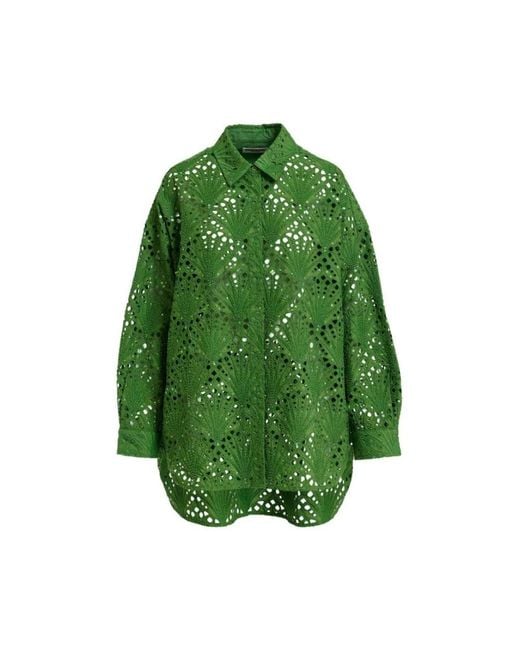 Camicia oversize ricamata con paillettes di Essentiel Antwerp in Green