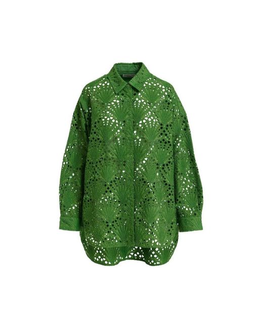 Essentiel Antwerp Green Oversized bestickte bluse mit pailletten