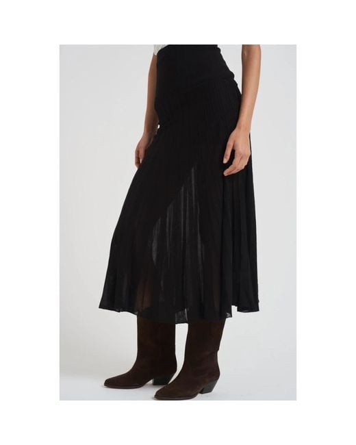 Isabel Marant Zwarte Gebreide Geplooide Rok Ezra in het Black