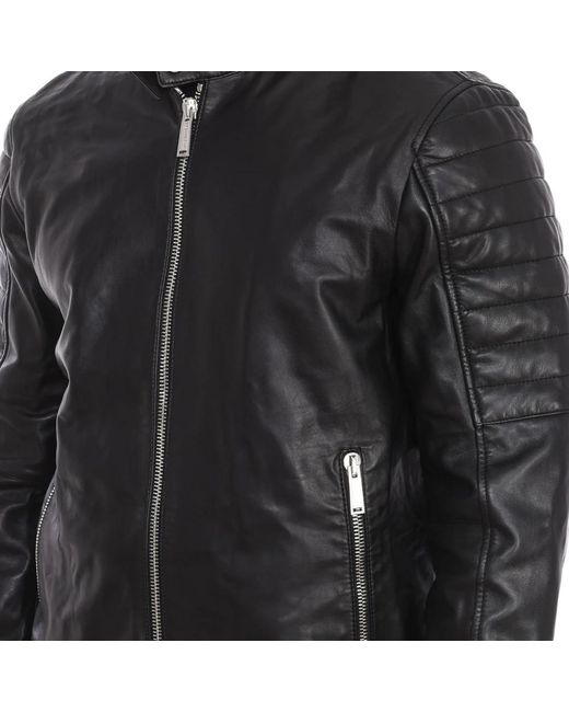 DSquared² Jassen ,Zwart ,Leer Leren Bikerjack Met Ritssluiting in het Black voor heren