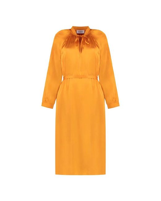 Yves Salomon Orange Midikleid aus Satin