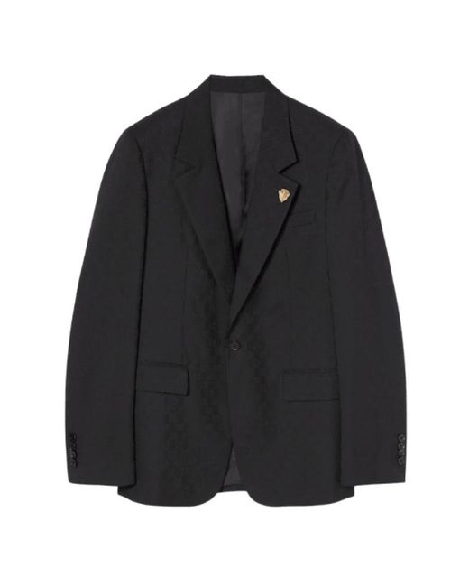 Gucci Single-Breasted Gg Wool Blazer in het Black voor heren