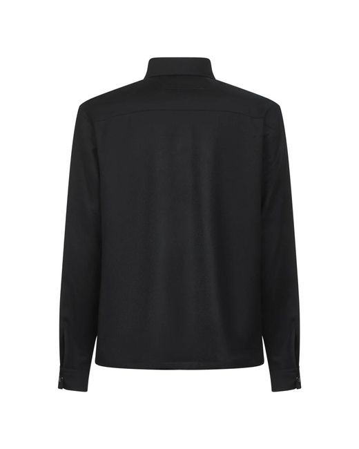 Zegna Zwarte Wollen Overhemd Met Drukknopen in het Black voor heren