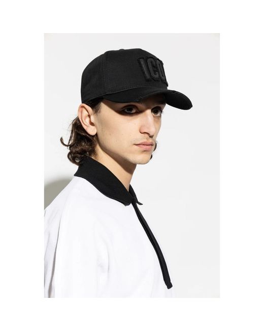 DSquared² Accessoires ,Zwart ,Katoen Logo Patch Baseball Cap in het Black voor heren