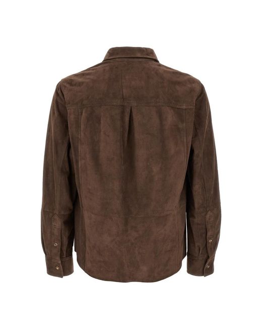 Brunello Cucinelli Brown Leather Jackets for men