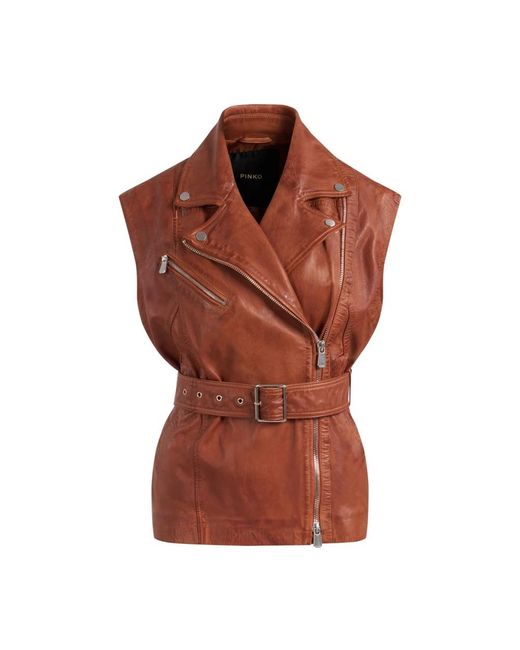 Leather Jackets Pinko de color Brown