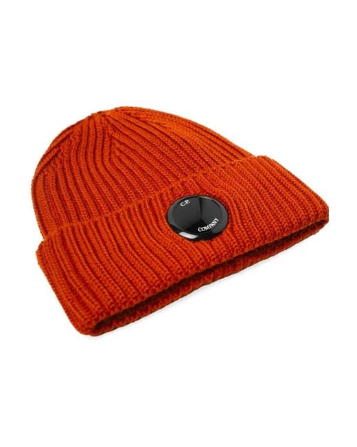 C P Company Red Beanies for men