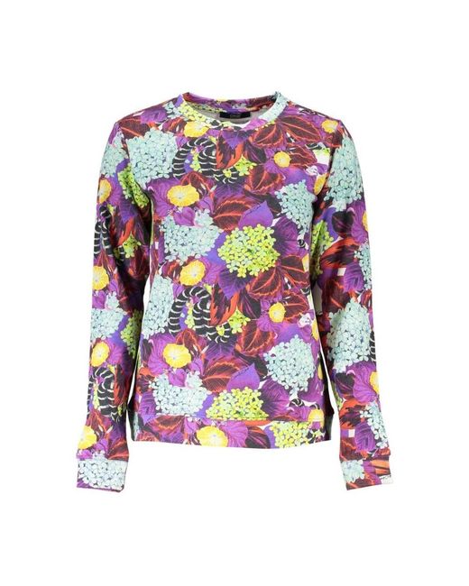Roberto Cavalli Hoodies & Sweatvesten ,Veelkleurig ,Katoen Logo Print Crew Neck Sweatshirt in het Pink