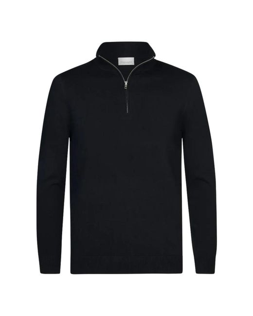 Profuomo Hoodies & Sweatvesten ,Blauw Half Zip Pullover Sweater in het Blue voor heren